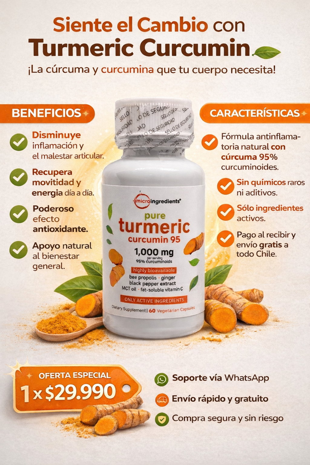 Turmeric Curcumin 95% – Alivio Natural para la Inflamación y las Articulaciones 🌿